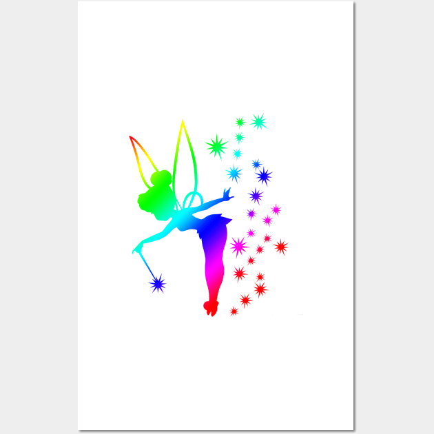 Rainbow Tinkerbell Ombre Sillhouette Wall Art by ijsw